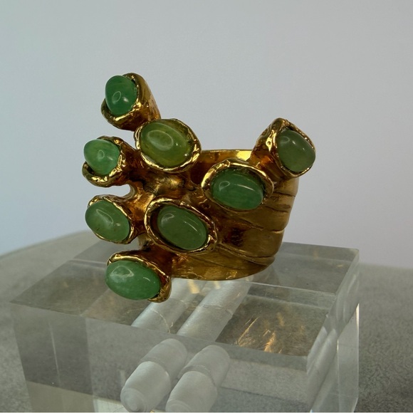 YSL 2010 Arty Ring size 4 green stones and gold ring - Picture 15 of 17
